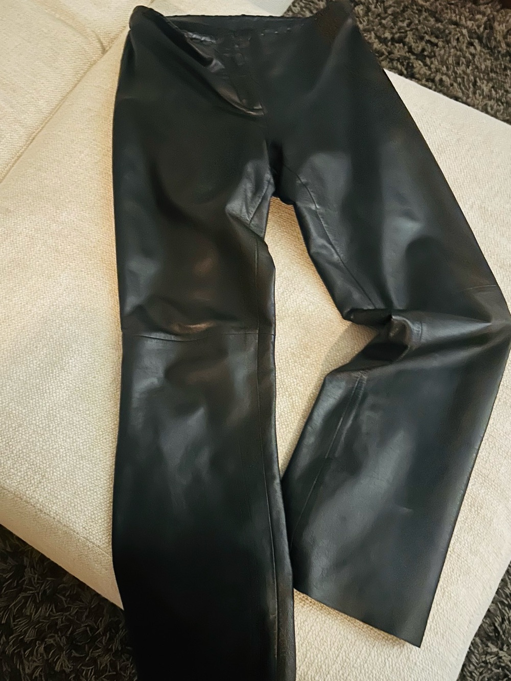 Cache Black Wide-Leg Leather Pants